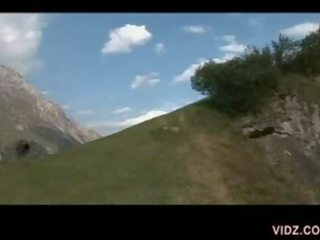 Marriageable strumpet goes to the mountain to fuck